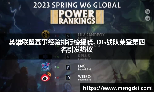 英雄联盟赛事经验排行榜揭晓JDG战队荣登第四名引发热议